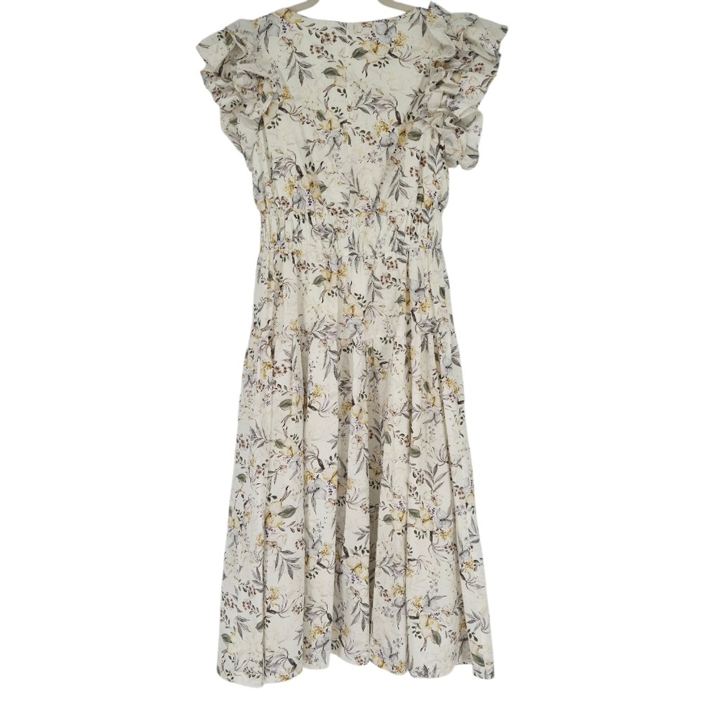 En Saison Mindy Midi Ruffle Sleeve Pull-on Cotton Dress - Picture 6 of 11